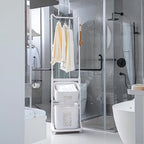 2-Tier Laundry Hamper Sorter with Hanging Bar, Rolling Laundry Baskets with Wheels Removable, Stackable Laundry Cart Organizer and Storage for Small Space Dorm Closet Bathroom