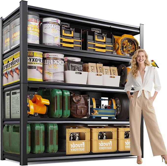 5-Tier Garage Shelving Heavy Duty, 3000LBS Garage Shelves, Adjustable Metal Shelving Unit, Garage Storage Shelves, Utility Storage Rack Shelf, Shelves for Garage Storage, 72" H×45.7" W×20" D