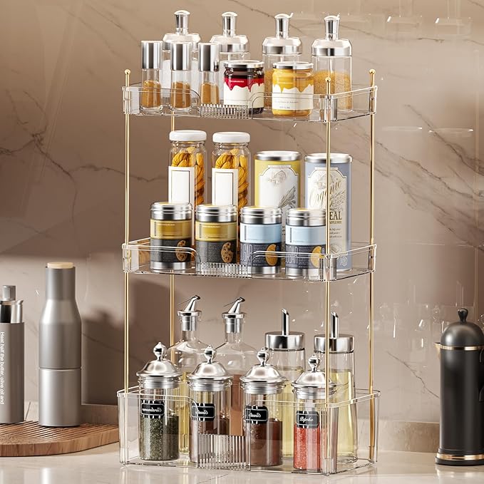 3 Tier Bathroom Organizer Countertop Makeup Perfume Tray Skincare Organizer for Bathroom Dresser Vanity (White)