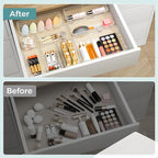 WOWBOX 44 PCS Clear Plastic Drawer Organizer Set, 5 Varied Size storage Bins and Desk Drawer Organizer Tool Trays for Makeup, Gadgets, Jewelry and Utensils in Bathroom, Bedroom and Office, Clear