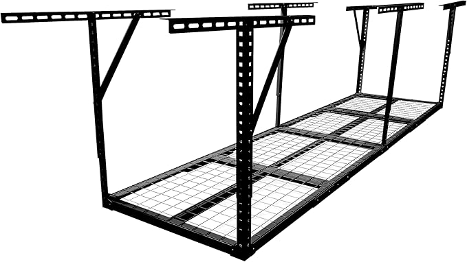 2x8FT Overhead Garage Storage Rack,Adjustable Storage Organization System,Heavy Duty Metal Garage Ceiling Storage Racks,450lbs Weight Capacity,Black Color