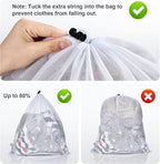 OTraki 2 Pack Mesh Laundry Bag 20x24 Inch Heavy Duty Laundry Fine Mesh Bags Dirty Clothes Drawstring Laundry Wash Bag Delicates Net Storage Travel Bag Don't Drying, Melting 140-176℉ White