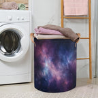 Space Universe Galaxy Collapsible Laundry Basket Large Laundry Hamper Waterproof Foldable Storage Bins Laundry Basket with Leather Handles Clothes Nursery Hampers