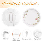 Bilillo 20 Pieces Stainless Steel Spring Plate Hangers for The Wall, 4/6/8/10 Inch Invisible Wire Holders with 20 Pcs Wall Hooks, Fit 4-11 Inch Decorative Plates, Platters & Dishes (Silver)