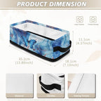 Bathroom Storage Bin Narrow Organizer Versatile Storage Basket for Countertops Vanities Shelves Stylish Rectangle Storage Box for Toilet Paper Towels, Blue Marble Butterfly