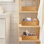 Hipiwe Seagrass Storage Basket with 3 Section, Hand-Woven Wicker Bathroom Storage Bin Tissue Toilet Paper Organizer Basket for Shelves, Kitchen, Bathroom (Caramel)