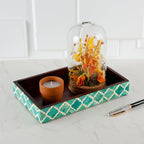 Handicrafts Home 10x6 Green Small Bathroom Tray, Vanity Organizer for Perfume, Cosmetics & Jewelry, Decorative Kitchen Counter, Bathroom Tray, Towel Holder, Decorative Napkin Holder, Bathroom Storage