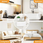 White Paper Towel Holder Wall Mount with Shelf - Adhesive Hand Towel Rack, Space-Saving for Bathroom, Kitchen, RV Camper