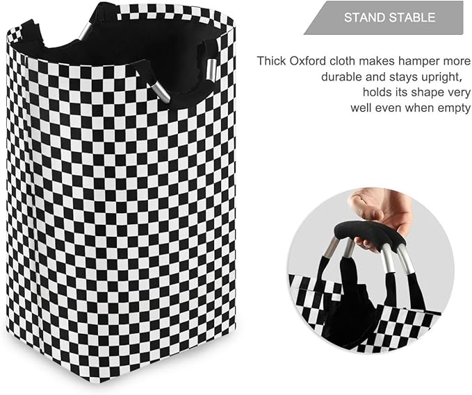 Racing Checkered Flag Laundry Basket for College Dorm,50L Collapsible Portable Laundry Hamper Storage Basket for Toys Clothes Organizer