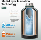 Insulated Water Bottle | Thickened Stainless Steel Vacuum Metal | Portable Sports Half Gallon Large Water Jug for Gym and Hiking with Straw, Carrier Bag, Handle Strap | BPA-Free 64 oz