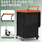 150L (40 Gal) Extra Large Fashion Laundry Basket with Wheels, Rolling Basket Hamper with Handle, Organizer Storage Cart with Sturdy Metal Frame for Laundry Room - Black