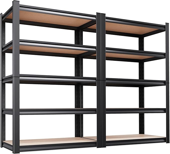 Set of 2 71" H Garage Shelving-5 Tier Storage Shelves,Adjustable Heavy Duty Metal Shelving Unit and Storage Large Rack,Utility Steel Shelf for Warehouse Industrial Pantry Basement 71"x32"x14"