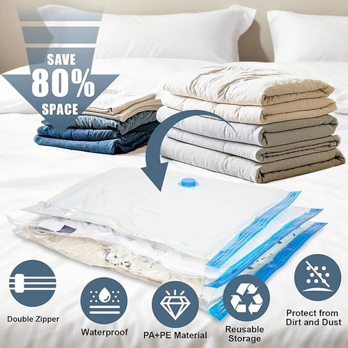 10 Jumbo Vacuum Storage Bags with Electric Pump, Vacuum Seal Bags for Clothing Space Saver Compression Storage Bag Large for Clothing Travel Comforters Blankets Pillows Bedding Duvets Clothes