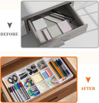 1 Pcs Large Expandable Acrylic Drawer Organizers, Grid Adjustable Drawer, Dividers Organizer for Desk, Makeup, Jewelry, Office, Kitchen Supplies (White,11 Compartments)