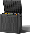 Outdoor Storage Box, Resin Deck Boxes Indoor and outdoor, Waterproof Storage Box Lockable Lid (Black, 35 Gallon)