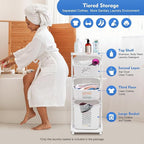Laundry Sorter Cart, 3 Tier Laundry Hamper for Wash Clothes Storage Basket Organizer Shelf, Bathroom Rolling Cart Utility Storage Organizer Shelf for Kitchen Living Room Bathroom Laundry Room
