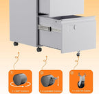 SUXXAN 2 Drawers Mobile File Cabinet, Metal Under Desk Cabinet with Lock, for Office Home, Legal/Letter Size, W14.57”x D17.36”x H25.79”, Assembly Required