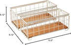 Metal Wire Storage Basket, Toilet Paper Roll Holder Wood Base Countertop Decor Box Toilet Tank Shelf Cabinet Organizer for Bathroom Pantry Garage Bedroom Livingroom (Cream White (2 Pack))