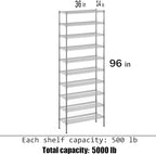 14" Deep x 36" Wide x 96" Height Wire Shelving Kit | 10-Tier | NSF Commercial Storage Rack Unit