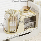 Marte Vanci 360° Rotating Desk Organizer with 2 Drawer, Desktop Rotating Pen Holder with 6 Slots, Small Makeup Organizer, Multifunctional Desk Accessories for Office, Home(Beige)