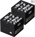 2 Pack Shoe Organizer for Closet Large Shoe Box Storage Containers with Clear Window Space Saving Shoe Bin with Foldable Bottom Support Adjustable Dividers Fits 32 Pairs (Black, (16.5*16.5*13in)*2)