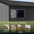10' x 8' XL Outdoor Storage Shed, Sturdy Metal Building w/Floor and Operable Window for Garden, Backyard, Poolside and Lawn, Grey