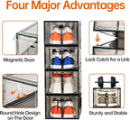 12 Pack Shoe Boxes Stackable,Upgraded Sturdy Shoe Storage Boxes with Clear Magnetic Door,Multifunctional Sneaker Storage, Shoe Box Organizer Fit up to US Size 12 Gray(13.8”x 9.84”x 7.1”)