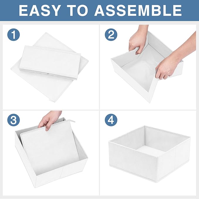 Criusia Drawer Organizer Clothes, 24 Pack Dresser Organizer Bins for Nursery Bedroom, Closet Organization and Storage Dividers for Clothing, Baby Clothes, Underwears, Socks (White)