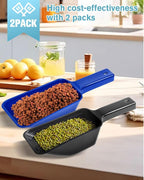 2 Cup Dog Food Scoop(2 Pack), Plastic Pet Food Scoop with Measuring Lines for Accurate Pet Food Portions,Dishwasher Safe (Black and Blue)