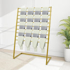 10 Tier Metal Scarf Organizer Holder, Freestanding Scarf Rack, Scarf Holder Organizer for Commercial Clothing Retail Store Towel Rack Ties Belt Pants Hanging (Gold, 39.37 * 15.75 * 57.09in)