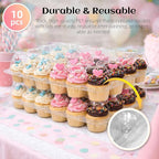 (24 Count x 10 Sets Plastic Cupcake Containers with Liners, Clear Cupcake Holder with Lids, Disposable Cupcake Carrier for Bakery, Cupcake Storage Box for Parties, Bake Sale Packaging
