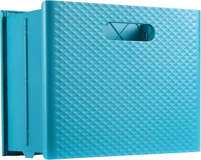 Pendaflex Mobile File Box with Handles, Portable Document Storage, File Bin for Home and Office, Easy Set Up, Collapse Down and Store Away, 13"W x 10"H x 6.5"D, Holds Letter Size Files, Teal (126120)