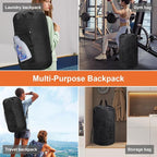 Laundry Bag Backpack Durable Laundry Bag with Shoulder Straps and Mesh Pockets Portable Laundry Dirty Clothes Hamper Bag for College Dorm (Black)