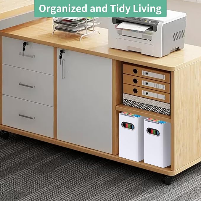 Collapsible File Organizer Box with Handle,12.20x5.11x9.84Inches, Filing Organizer for Home or Office, Small Portable File Box(6 Packs, White)