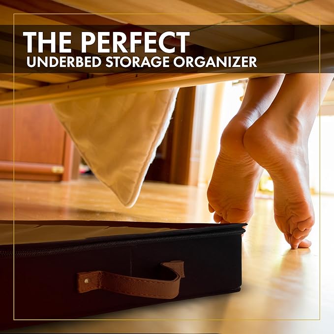 HOMELUX THEORY 2pc Low Profile Under Bed Storage Containers, Thin Under Couch Storage Organizer with Bins & Lids, Underbed Storage Box Ideal for Seasonal Clothes, Blankets, Fabric & Shoes (Black)