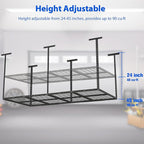 Overhead Garage Storage Rack, Adjustable Garage Storage Organization System, Heavy Duty Metal Garage Ceiling Storage Rack, Ceiling Mounted Storage Racks