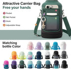 Insulated Water Bottle | Thickened Stainless Steel Vacuum Metal | Portable Sports Half Gallon Large Water Jug for Gym and Hiking with Straw, Carrier Bag, Handle Strap | BPA-Free 64 oz
