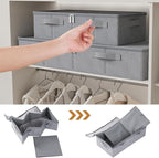Underbed Storage Bin, Foldable Under Bed Flat Baskets Organizer, Container boxes with Lid for Organizing Clothes, Sheets, Blankets, Comforter, 31.4x15.7x5.9in, Grey, 2 Pack
