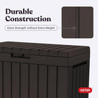 Keter Kentwood 50 Gallon Resin Deck Box-Organization and Storage for Patio Cushions, Throw Pillows and Garden Tools, Brown