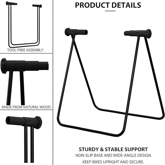 Bike Stand Floor Rack, Portable Bicycle Parking Stand for Road Bike, Mountain Bike & E-Bike, Foldable Steel Indoor Bike Holder