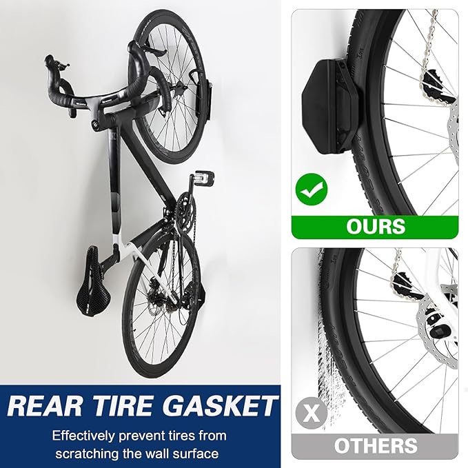 Swivel Bike Wall Mount – Garage Bike Hanger & Space-Saving Vertical Bike Rack for Garage & Apartment, Sturdy Bike Storage Hook Holds up to 66 lbs, Easy Installation & Scratch-Proof Design