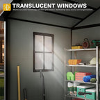 DWVO 6x4.4 FT Resin Storage Shed with Fence-Style and Side Windows, Lockable Door, and Vents Outdoor Storage Shed for Garden, Backyard, Patio, Lawn