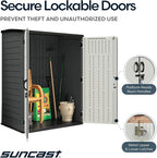 Suncast 106 Cu Ft Extra Large Vertical Outdoor Storage Shed - Resin Shed & Outdoor Storage with Floor and Lockable Double Doors, Weatherproof for Garden Tools, Pool Equipment, & Patio Cushions