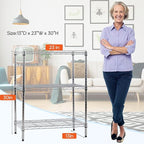 BestOffice 23Lx13.2Wx30.2H Adjustable Metal Storage Shelves 3-Tier Wire Shelving Unit Organizer Wire Rack 450Lbs Capacity for Small Places Kitchen Garage,Chrome