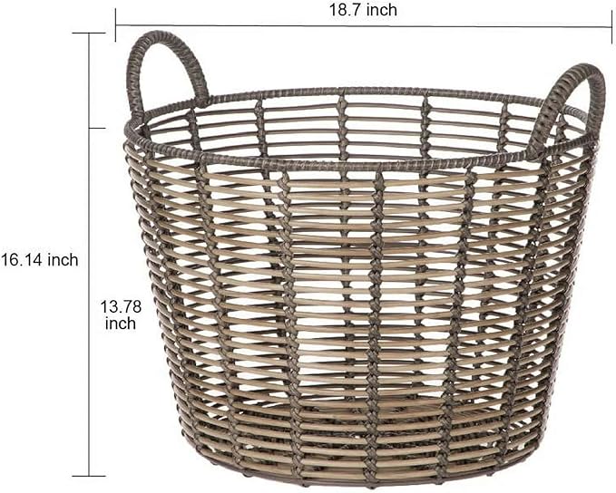 Laundry Baskets Extra Large Round Poly Rattan Multipurpose Blanket Basket Storage Basket for College, Dorm, Family
