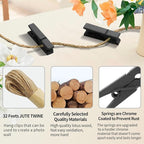 1.35 Inch Mini Clothes Pins for Photo100 Pcs with 32 Feet Jute Twine, Mini Clothes Pins for Crafts, Wooden Small Clothespins for Pictures, Tiny Decorative Clothespins for Baby Shower - Black