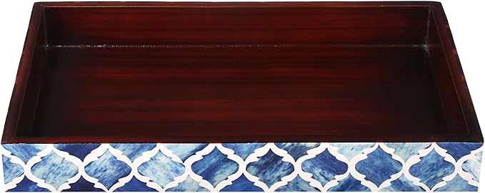 HANDICRAFTS HOME Handmade Moroccan Pattern 10x6 Towel Tray - Small Bathroom Tray, Guest Towel Holder, Decorative Napkin Holder, Bathroom Countertop Storage, Kitchen Hand Towel Holder Moroccan Blue