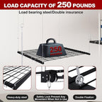 Garage Storage Lift,Overhead Garage Storage Rack,4x4 FT Ceiling Storage Racks for 10-12 FT, 250LBS Capacity All-Steel Construction with Safety Lock (4 * 4)