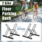 Japard Dual Bicycle Stand for Mountain, Road, or Kid’s Bikes, Floor Stand Instant Versatile Pro Quality Bike Rack, Fits 2.7 Inch Extra Wide Tire Width, Garage for 2 Bikes