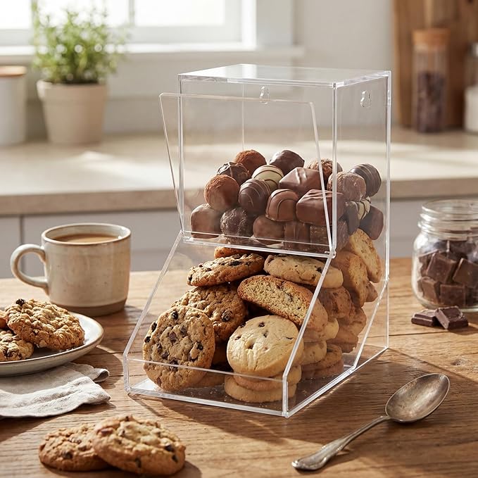 2 Pcs Candy Dispensers with Lids Acrylic Candy Dish Clear Dishwasher Pod Holder Dispenser with Screws for Countertop or Wall Mount, Store Chocolate Treats Sweets Snacks